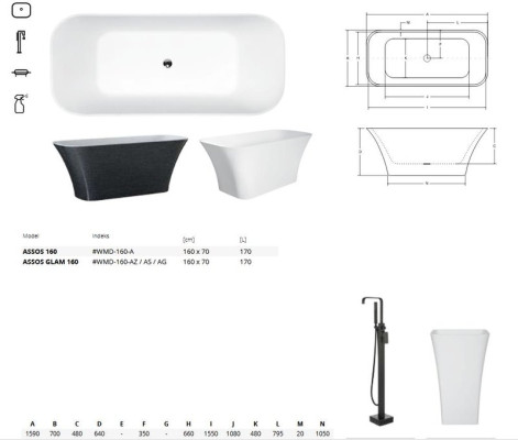 Esclusiva vasca da bagno di design autoportante Vasca moderna da bagno libero