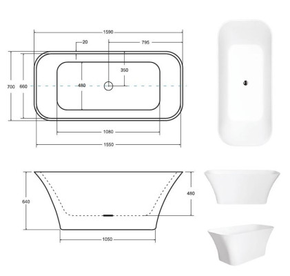 Esclusiva vasca da bagno di design autoportante Vasca moderna da bagno libero