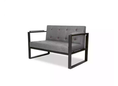 Designer Panchina grigia a due posti con rivestimento in tessuto per arredamento d'ufficio