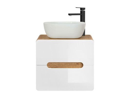 Lavabo bagno con lavandino da appoggio 60 cm mobile sottolavabo lucido
