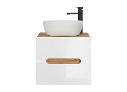 Lavabo bagno con lavandino da appoggio 60 cm mobile sottolavabo lucido
