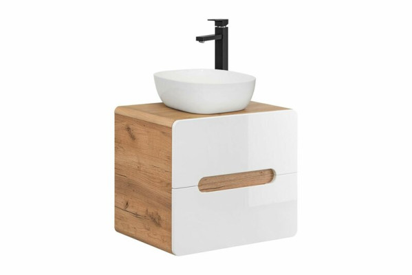 Lavabo bagno con lavandino da appoggio 60 cm mobile sottolavabo lucido