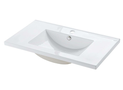 Lavabo in ceramica in bianco con sottopiano per lavabo