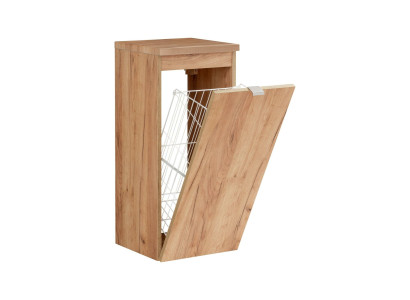 Mobiletto pensile universale per il bagno con cestino porta biancheria.