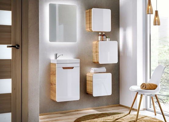 Design Bagno Mobili Bagno 5 pezzi Set Armadio Lavandino