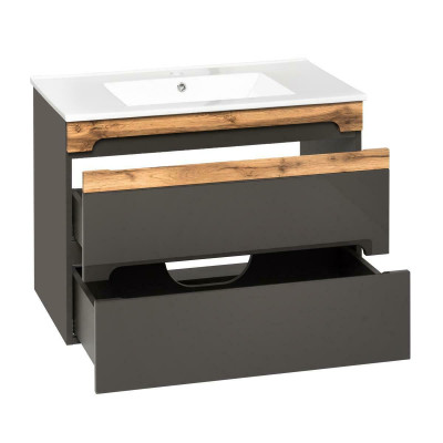 Set di mobili da bagno 80cm con lavabo e mobile sottolavabo moderno. Lavabo decorativo.