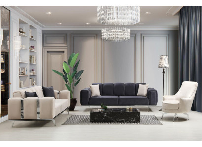 Set di divani di lusso tre posti poltrona beige divano divano in tessuto divani 3 pezzi