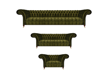Chesterfield Verde Set di divani in tessuto di lusso per soggiorno nuovo.