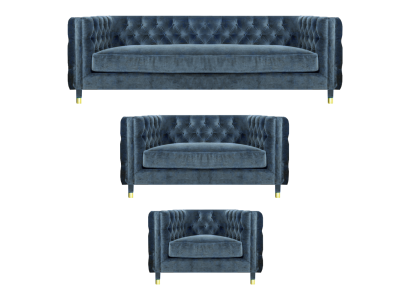 Chestefield Grigio Soggiorno Completo 4+2+1 Set di divani 3 pezzi Mobili imbottiti