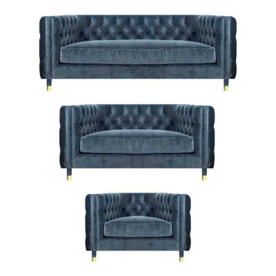 Set di lusso di divani da designer Chesterfield in tessuto per il soggiorno, nuovi.