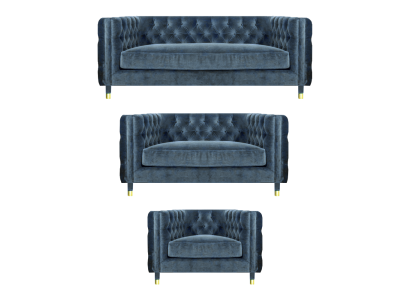 Set di lusso di divani da designer Chesterfield in tessuto per il soggiorno, nuovi.