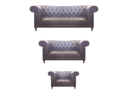 Set soggiorno 3 pezzi pelle marrone arredamento mobili imbottiti Chesterfield nuovo