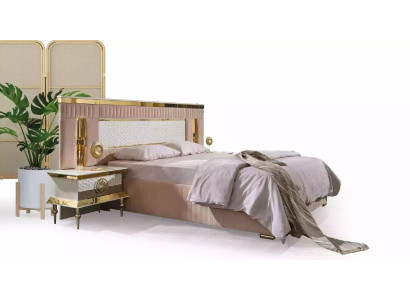 Camera da letto matrimoniale beige con 2 comodini 3 pezzi