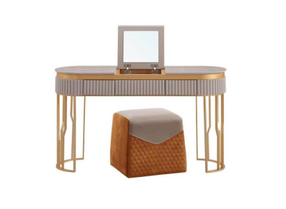 Designer Tavolo da toeletta beige Moderno tavolo in legno Mobili da camera da letto di lusso