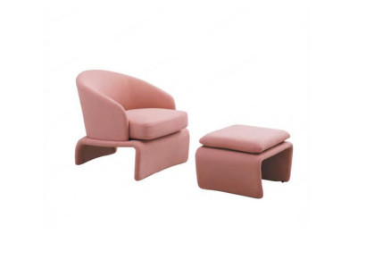 Set di poltrone e pouf Club Lounge in tessuto rosa in stile moderno per il soggiorno.