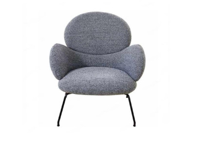 Poltrona imbottita in velluto grigio per soggiorno e sala da pranzo.