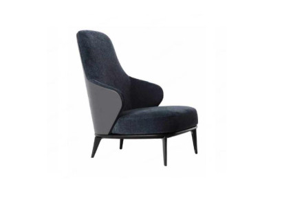 Sedia elegante con braccioli grigi scuri in legno naturale stile moderno