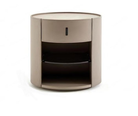 Tavolino notte beige da designer, lussuosa consolle notte in stile mobili da camera.   Tavolino da notte beige di design, lussuosa console notturna in stile mobili da camera.