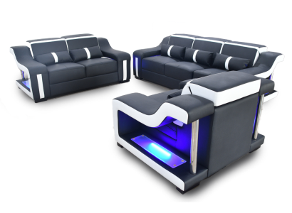 Set divano design 3+2+1 posti con illuminazione, divani imbottiti.