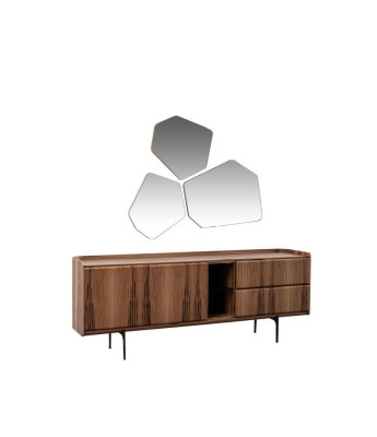 Moderni set di lusso per sala da pranzo: tavolo da pranzo, 2 sedie, credenza, cassettiera.