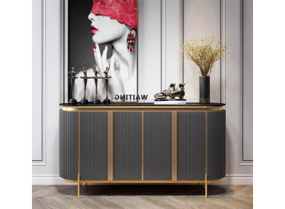 Vetrina buffet di lusso in legno del designer, grigio, mobiletto.