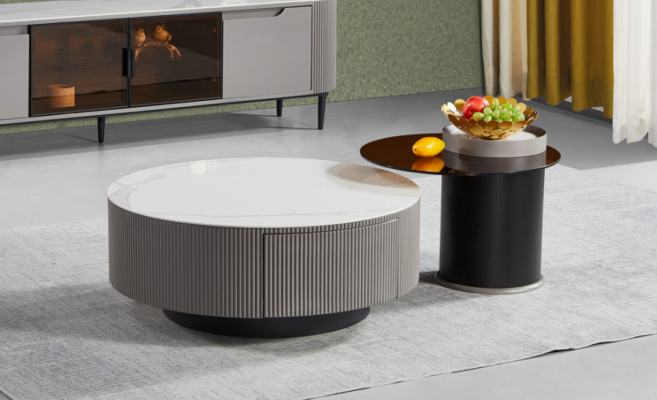 Set rotondo 2x tavolini da salotto tavolino da caffè tavolino da appoggio design soggiorno