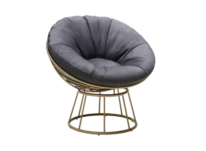 Poltrona Design Soggiorno Imbottita Legno Imbottita Moderna di Lusso Grigia