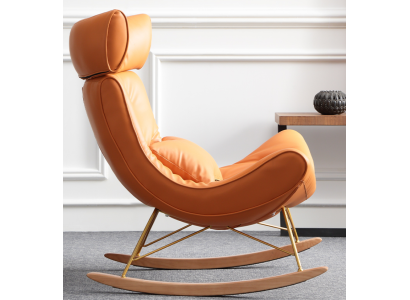 Divano design Poltrona Divano Imbottito di lusso in ecopelle 1 posto a sedere Nuovo Arancione