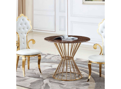 Tavolo da pranzo Tavolino da caffè Soggiorno Oro Design di lusso Tavolo rotondo in acciaio inossidabile