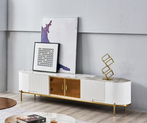 Lusso mobile porta TV basso, mobile porta TV, credenza, sala da pranzo in legno bianco moderno.