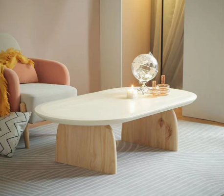Tavolino da salotto Tavolo Tavolino da salotto Soggiorno Legno Moderno Lusso Beige Nuovo