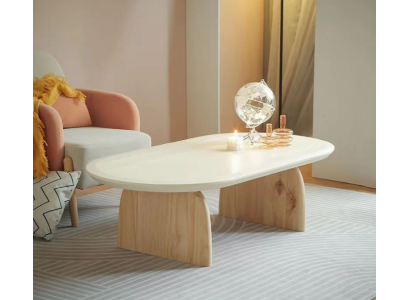 Tavolino da salotto Tavolo Tavolino da salotto Soggiorno Legno Moderno Lusso Beige Nuovo