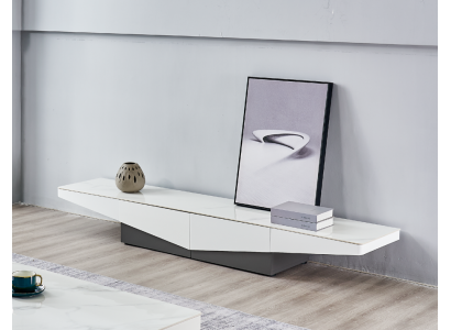 Mobile porta TV moderno con design, cassettiera, credenza e scaffale per soggiorno.