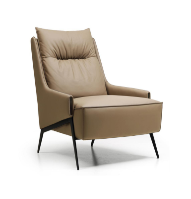 Poltrona monoposto in ecopelle Lounge di lusso, imbottitura relax, design divano.