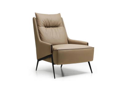 Poltrona monoposto in ecopelle Lounge di lusso, imbottitura relax, design divano.