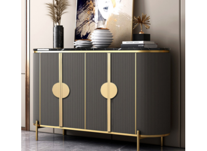 Mobile contenitore di lusso con cassetti per soggiorno, design grigio, mobili moderni nuovi.