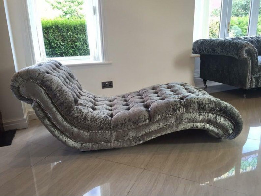 Chesterfield Divano Chaise Longue Letto Chaise Club Relax Decorazione Letto in Pelle