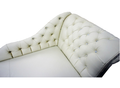 LUTON II Chesterfield Divano con Chaise Longue Poltrona Letto Divano Pouf in Pelle Tessuto