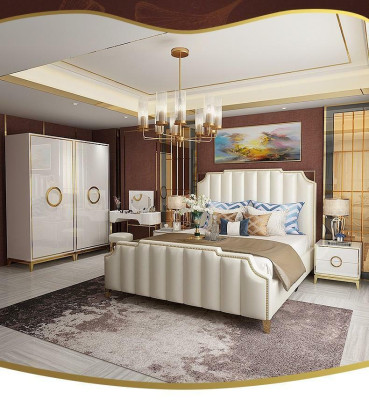 Design letto matrimoniale letto hotel di lusso camera da letto in pelle 180x200cm Letti Imbottiti