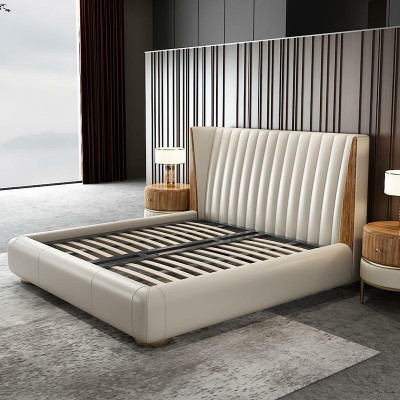 Designer Mobili Italiani Letto Matrimoniale Camera da Letto 150x200cm Letti in Pelle Nuovi