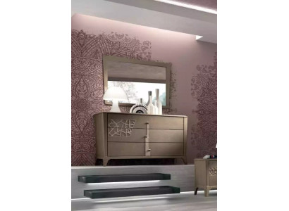 Comò specchio nuovo lusso set camera da letto completo credenza marrone 2 pezzi