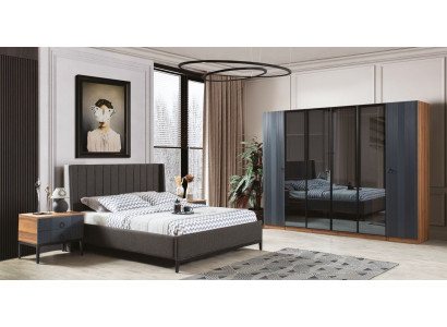 Set camera da letto soppalcata con letto 2 comodini armadio design 4 pezzi.