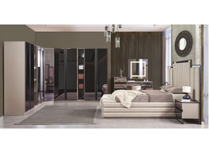 Set da camera da letto di lusso 6 pezzi Stile moderno Mobili in legno Letto Set tavolo da toeletta