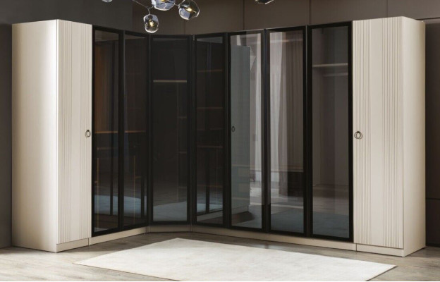 Camera da letto Armadio d'angolo in legno Mobili Nuovo nero Armadio in camera da letto