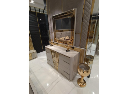 Mobile moderno con specchio set da camera da letto di lusso design moderno in legno 2 pezzi.