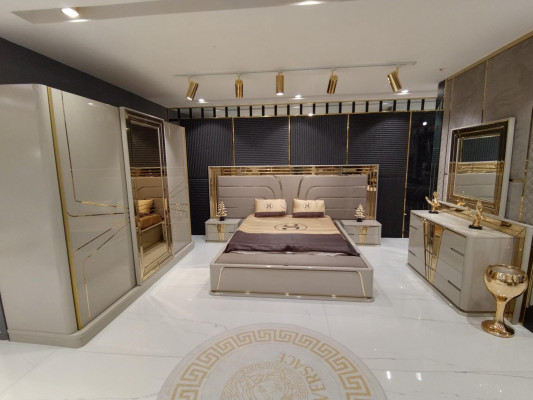 Mobile moderno con specchio set da camera da letto di lusso design moderno in legno 2 pezzi.