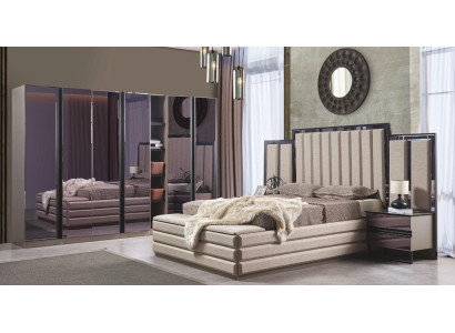 Set camera da letto moderno letto 2 comodini armadio in legno mobili nuovi