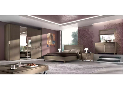 Camera da letto Letto 2x Comodino Design 6 pezzi Set completo marrone 6 pezzi