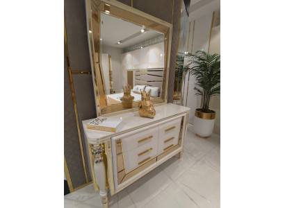 Camera da letto Completo in legno Comò con specchio Mobili moderni 2 pezzi. Nuovo