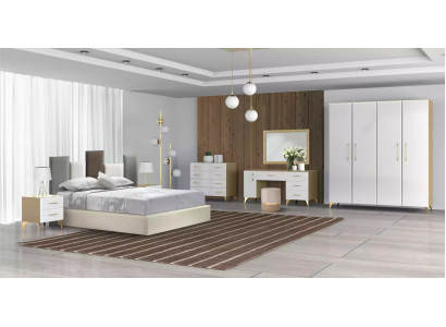 Set da camera da letto letto 2x comodino legno bianco completo moderno 3 pezzi